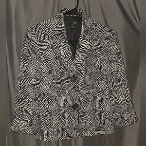 Kim Rogers White And Black Zebra Print Button Down Jacket
